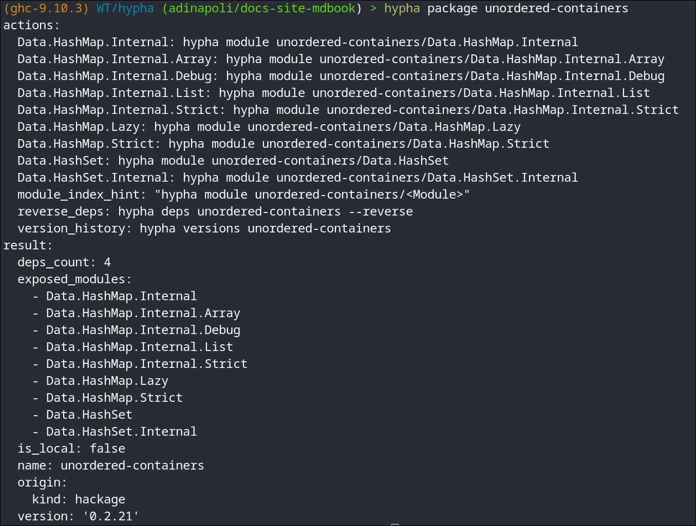 hypha symbol — compact YAML output
